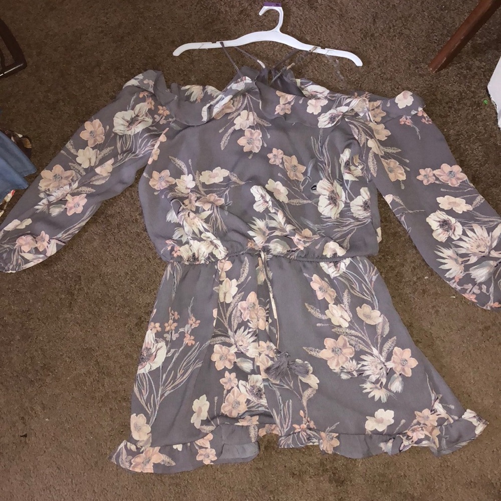 Xhilaration Purple Floral Long Sleeve Romper